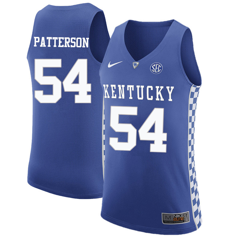 Men Kentucky Wildcats #54 Patrick Patterson College Basketball Jerseys-Blue